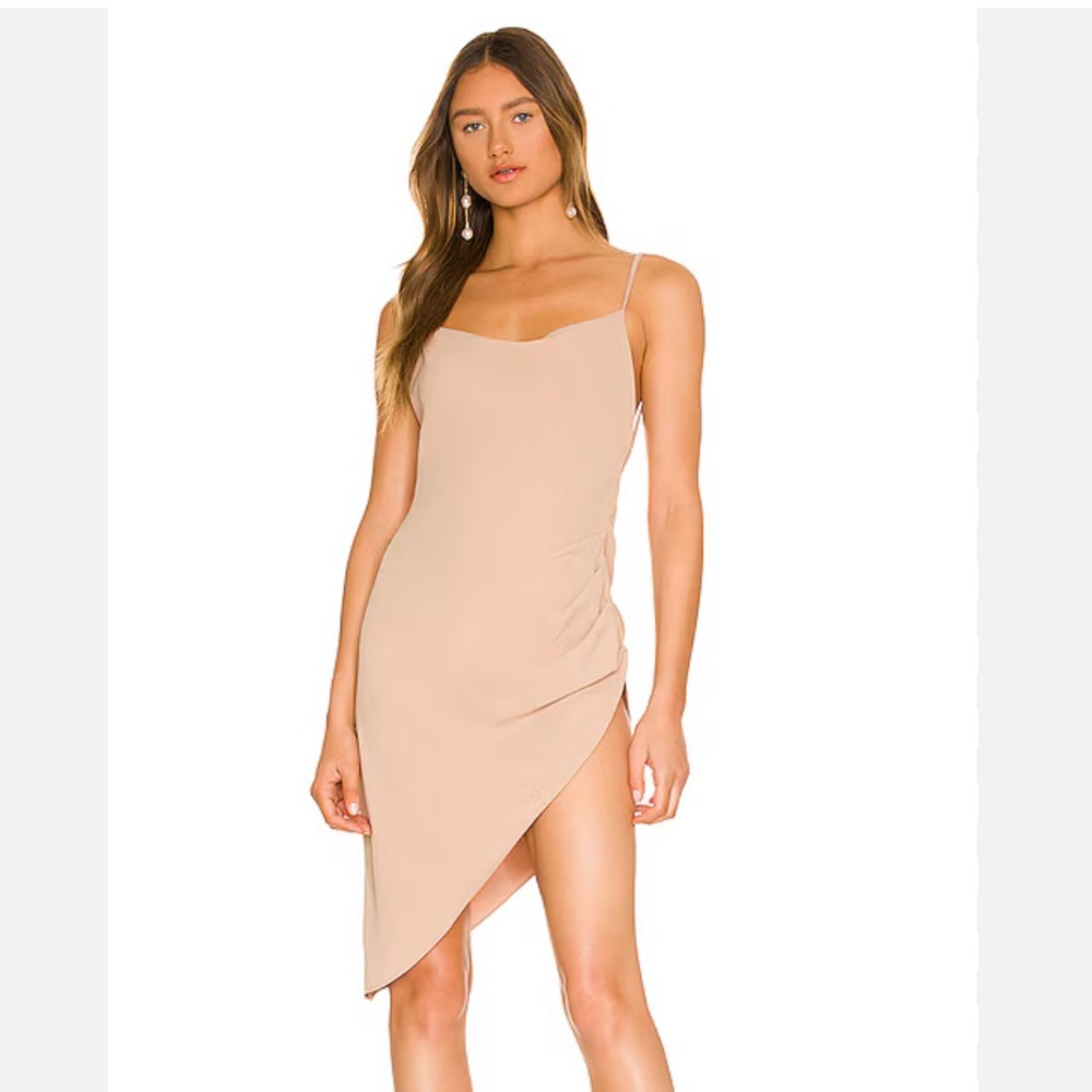 Amanda Uprichard Nude Asymmetrical Slip Dress